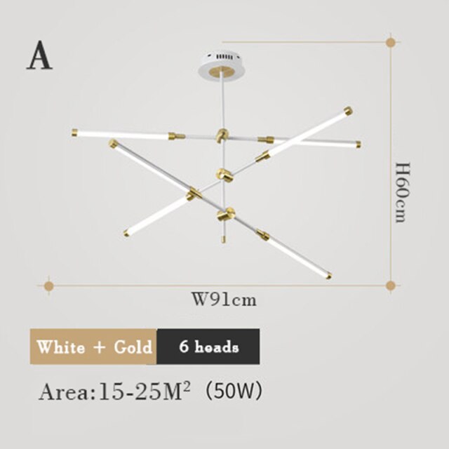 Lustre moderne LED avec lampes rectangulaires Wayna