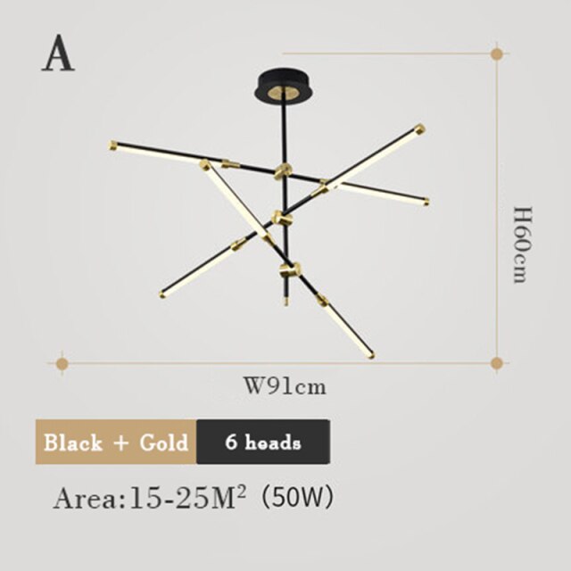Lustre moderne LED avec lampes rectangulaires Wayna