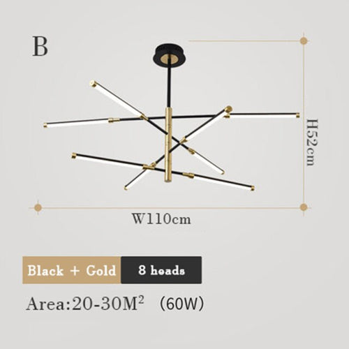 Lustre moderne LED avec lampes rectangulaires Wayna
