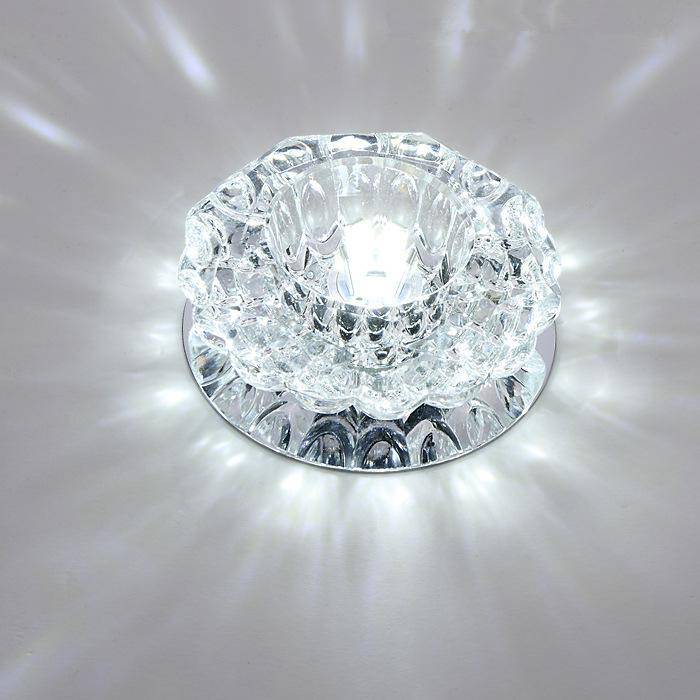 Plafonnier LED en cristal et mirroir - vue 3 sur 5