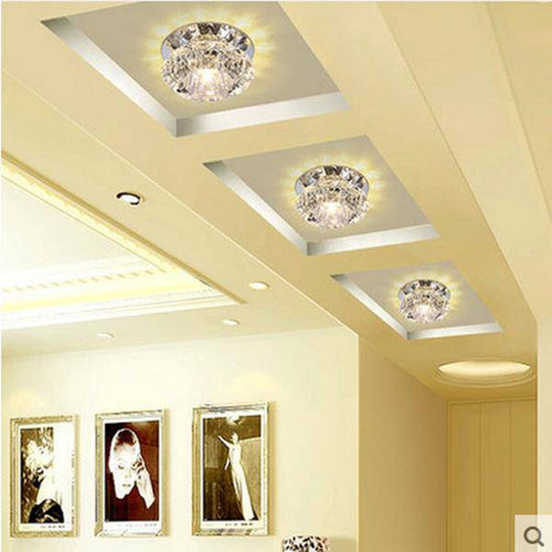 Plafonnier LED en cristal et mirroir - vue 4 sur 5