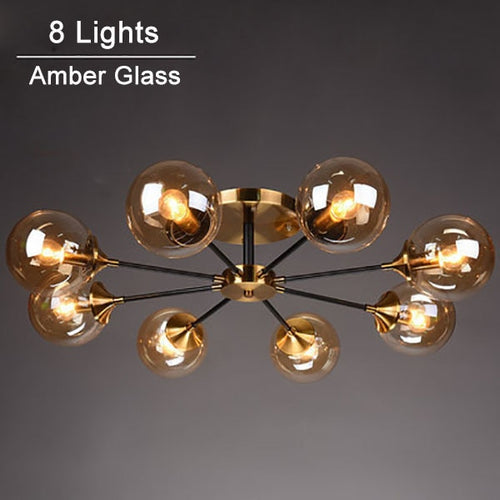 Plafonnier moderne LED en étoile et globes en verre Iraide