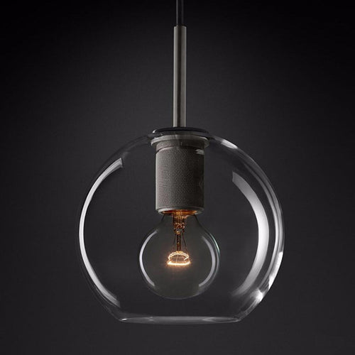 Suspension industrielle en verre et en métal doré Haivy