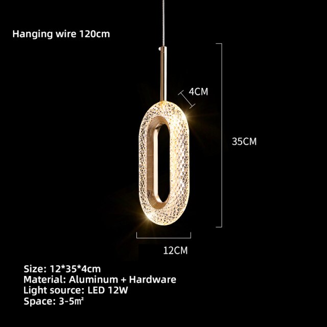 Suspension moderne LED forme ovale et dorée Elaia