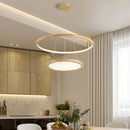 Lustre scandinave avec 2 anneaux lumineux en bois Arya