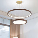 Lustre scandinave avec 2 anneaux lumineux en bois Arya