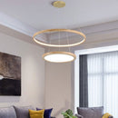 Lustre scandinave avec 2 anneaux lumineux en bois Arya