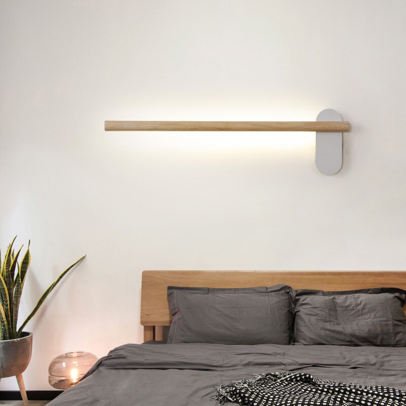 Applique murale scandinave LED rectangulaire en bois Amane - vue 5 sur 9