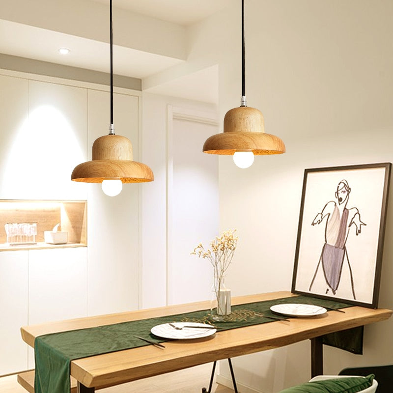 Suspension scandinave avec abat-jour original en bois Zoraida - vue 6 sur 9