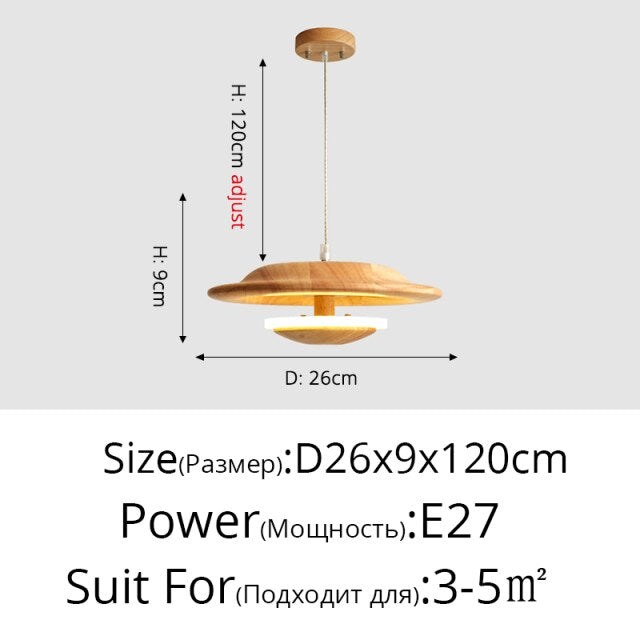 Suspension scandinave avec abat-jour original en bois Zoraida - vue 9 sur 9