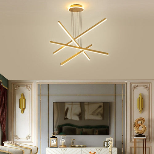 Lustre moderne LED en forme d'étoile métallique doré Alaikari