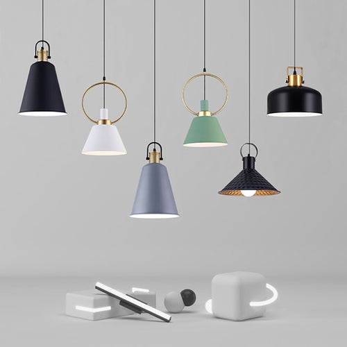 Suspension design LED avec abat-jour en métal nordique Haston