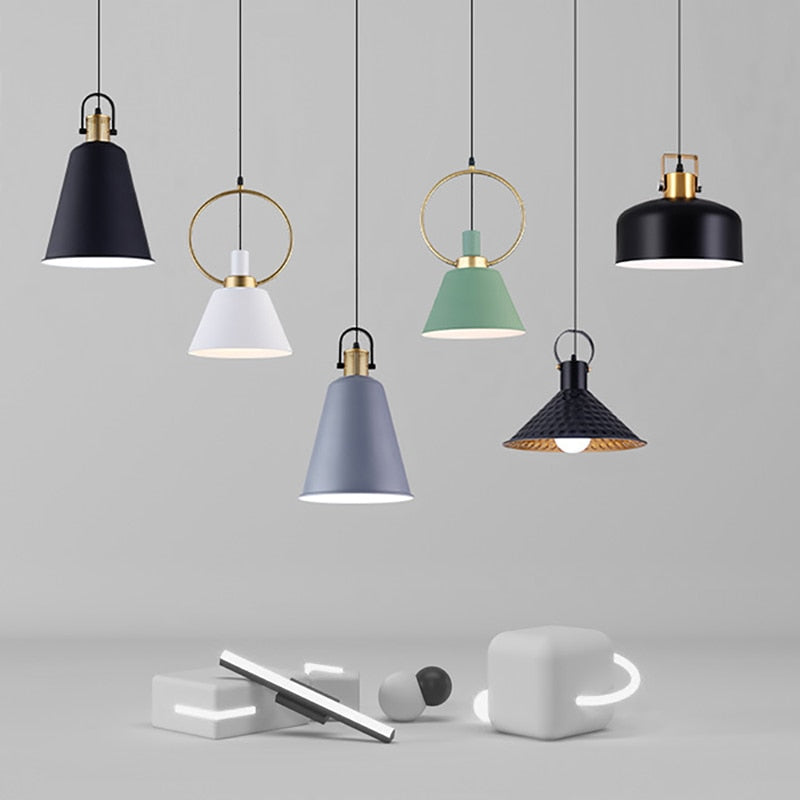 Suspension design LED avec abat-jour en métal nordique Haston