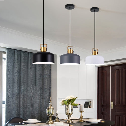 Suspension design LED avec abat-jour en métal nordique Haston