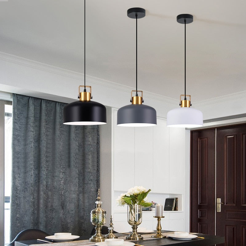 Suspension design LED avec abat-jour en métal nordique Haston