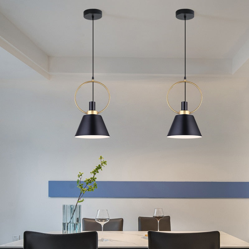 Suspension design LED avec abat-jour en métal nordique Haston