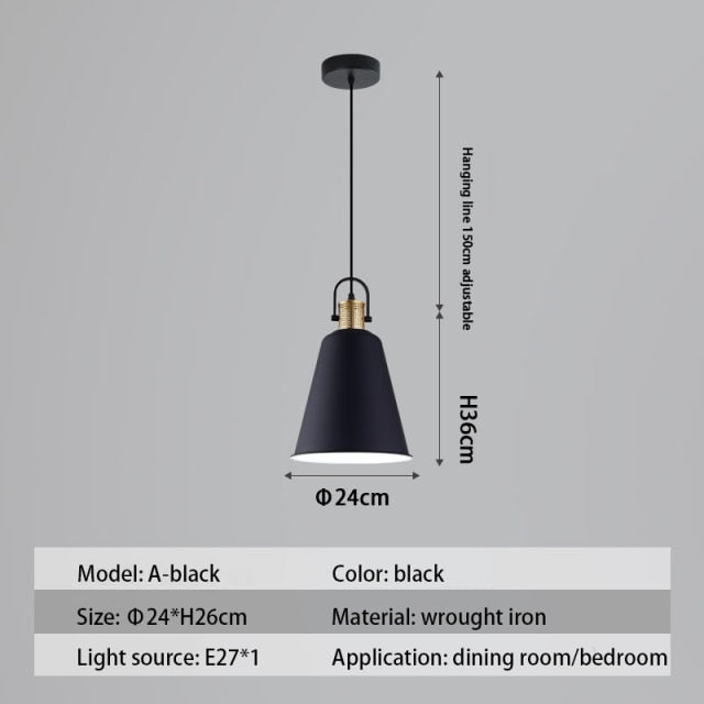 Suspension design LED avec abat-jour en métal nordique Haston