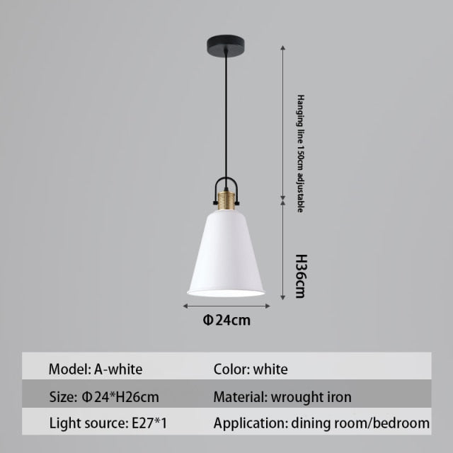 Suspension design LED avec abat-jour en métal nordique Haston