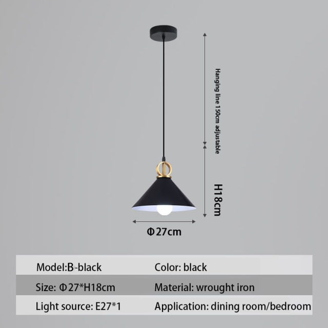 Suspension design LED avec abat-jour en métal nordique Haston