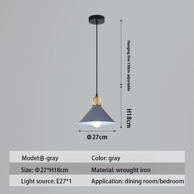 Suspension design LED avec abat-jour en métal nordique Haston