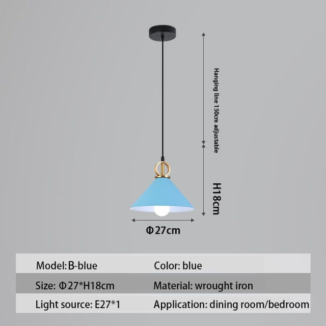 Suspension design LED avec abat-jour en métal nordique Haston