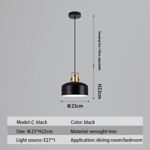 Suspension design LED avec abat-jour en métal nordique Haston