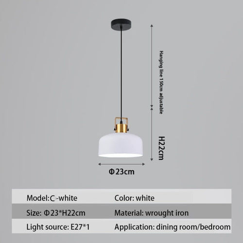 Suspension design LED avec abat-jour en métal nordique Haston