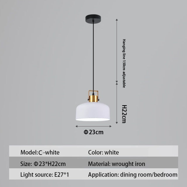 Suspension design LED avec abat-jour en métal nordique Haston