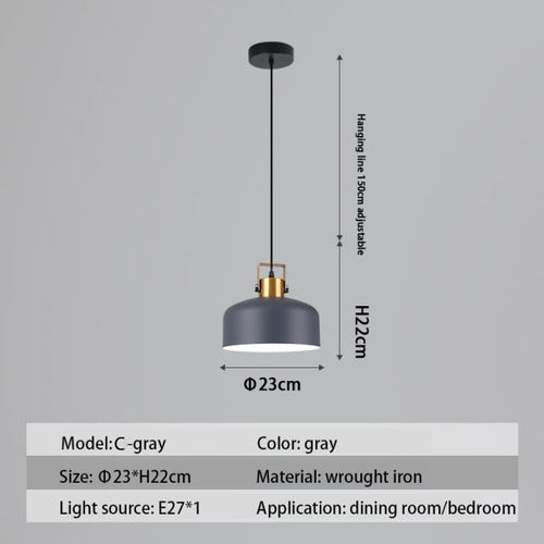 Suspension design LED avec abat-jour en métal nordique Haston