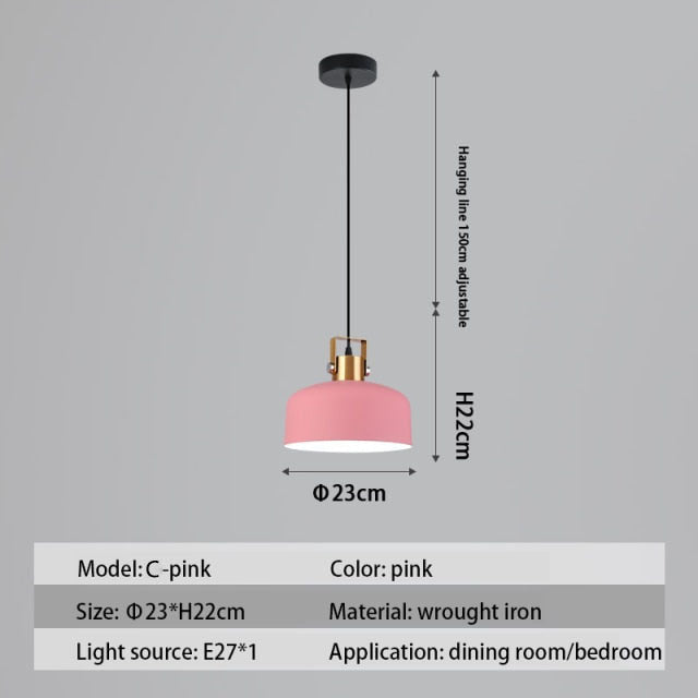 Suspension design LED avec abat-jour en métal nordique Haston