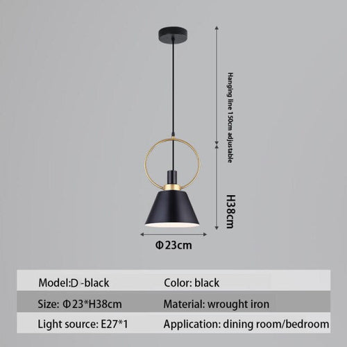 Suspension design LED avec abat-jour en métal nordique Haston