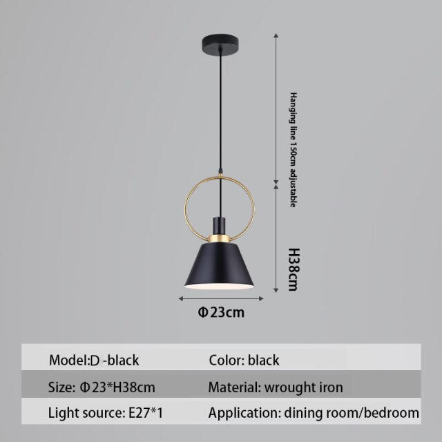 Suspension design LED avec abat-jour en métal nordique Haston
