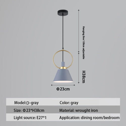 Suspension design LED avec abat-jour en métal nordique Haston