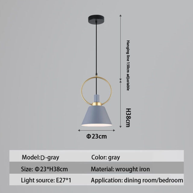 Suspension design LED avec abat-jour en métal nordique Haston