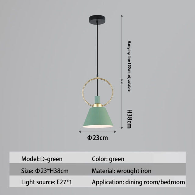 Suspension design LED avec abat-jour en métal nordique Haston