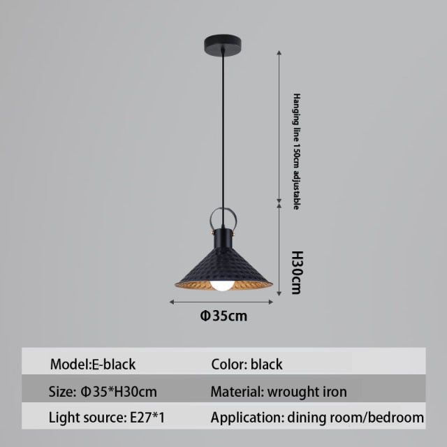 Suspension design LED avec abat-jour en métal nordique Haston