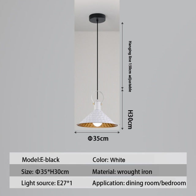 Suspension design LED avec abat-jour en métal nordique Haston