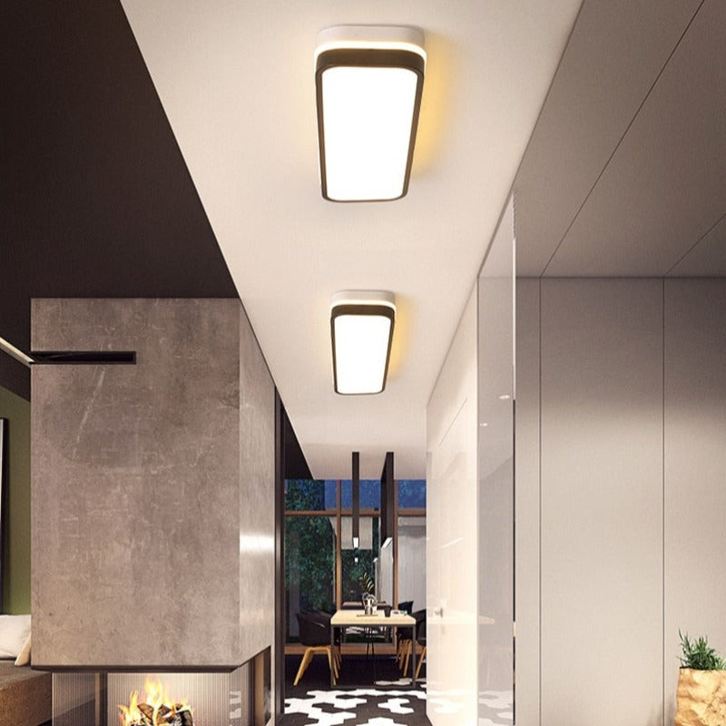 Plafonnier moderne LED forme géométrique blanc et noir Chelsea - vue 3 sur 12