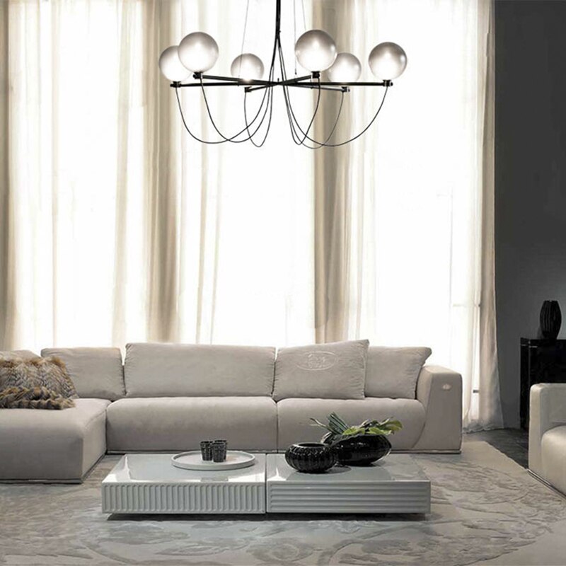 Lustre moderne avec globes en verre gris fumé Lujan - vue 4 sur 6