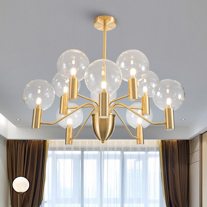 Lustre moderne LED forme d'araignée métallique dorée Criss