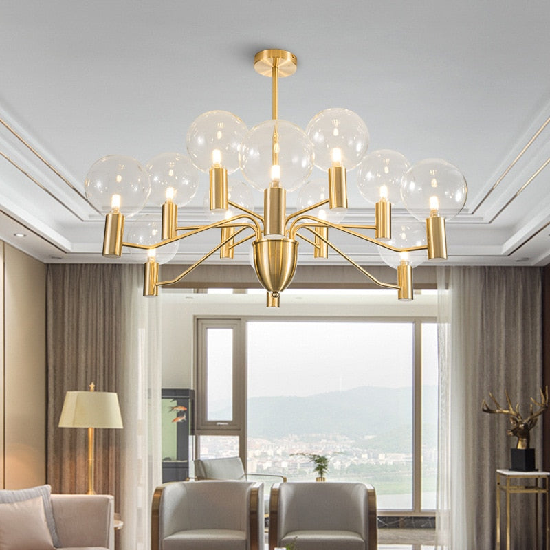 Lustre moderne LED forme d'araignée métallique dorée Criss