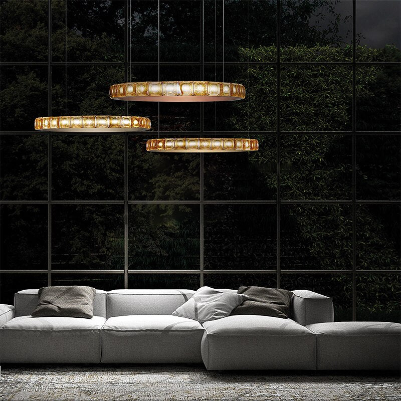 Lustre moderne LED style bague avec diamants en cristal Martis - vue 3 sur 11