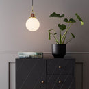 Suspension moderne LED abat-jour en verre et détails en bois Ona