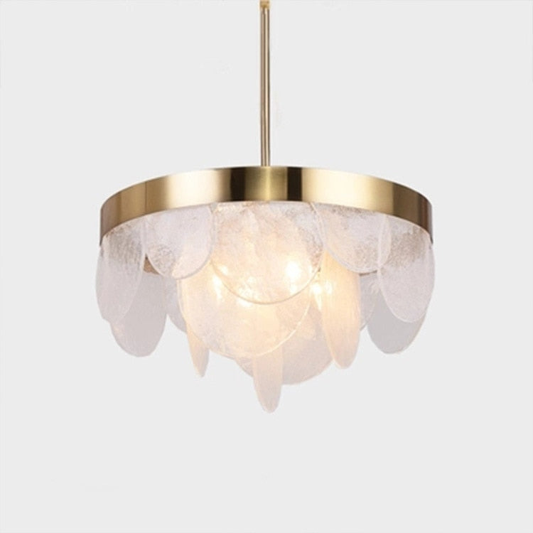 Lustre design LED moderne doré avec rond en verre blanc Art - vue 5 sur 4