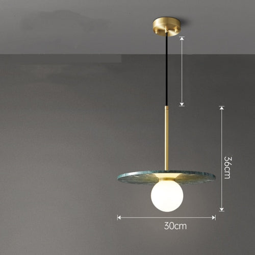 Suspension design avec abat-jour plat en marbre Gianna