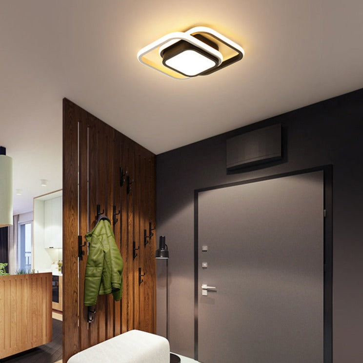 Plafonnier moderne LED anneaux ou rectangles bicolores Denver - vue 4 sur 5