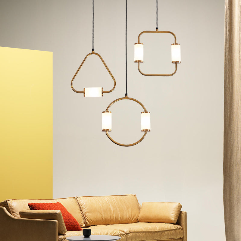 Suspension moderne LED tubes dorés avec forme géométrique Nyla - vue 5 sur 8