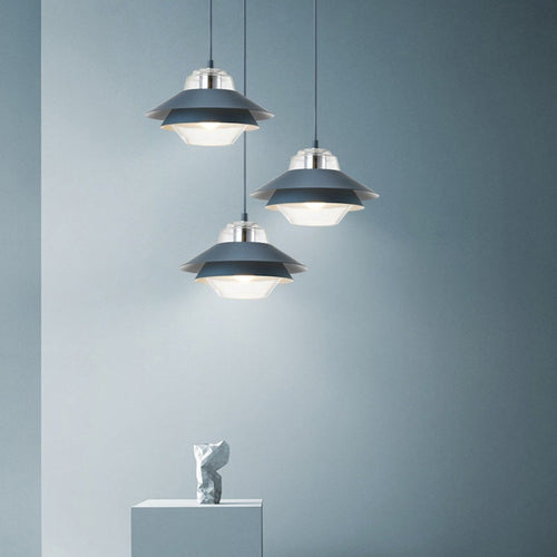 Suspension industrielle LED double abat-jour coloré Armel
