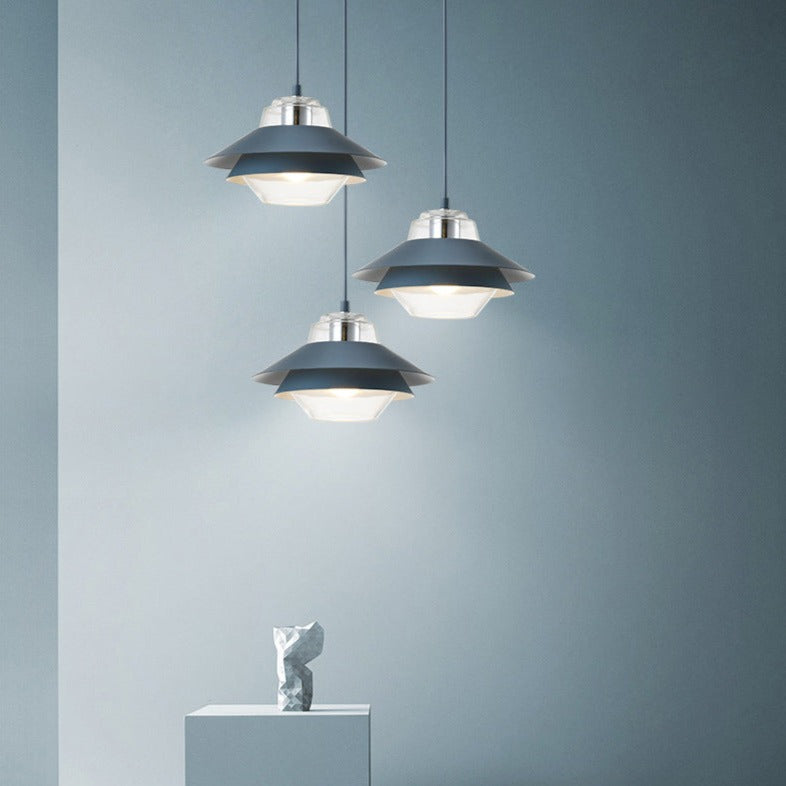 Suspension industrielle LED double abat-jour coloré Armel - vue 3 sur 16