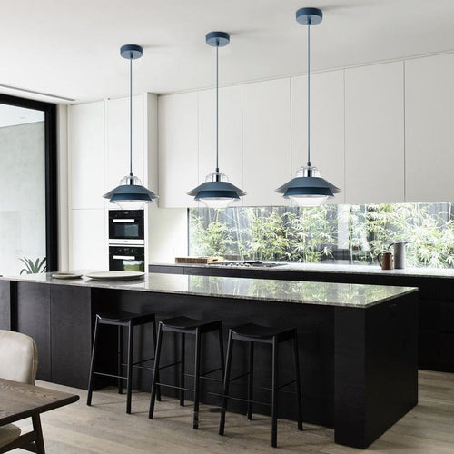 Suspension industrielle LED double abat-jour coloré Armel